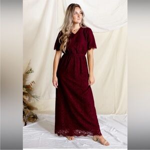 Burgundy Lace Maxi Dress